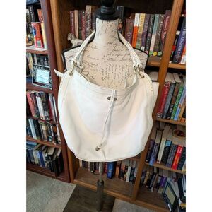 Authentic Celine Women's bittersweet White Leather Shoulder Bag Purse Italy